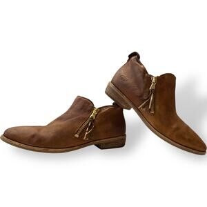 UGG Chestnut Suede Leather Glee Zipper Fringe Tassel Ankle Booties 9.5